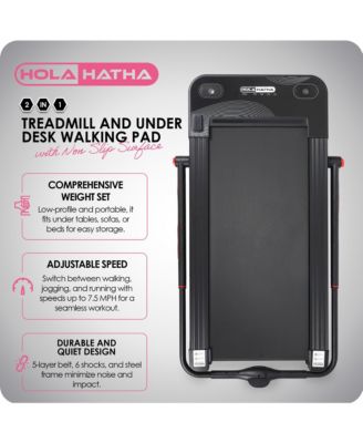 2 In 1 Treadmill and Under Desk Walking Pad with Non Slip Surface and Powerful Motor for Active Lifestyle, Exercise, and Fitness Activities