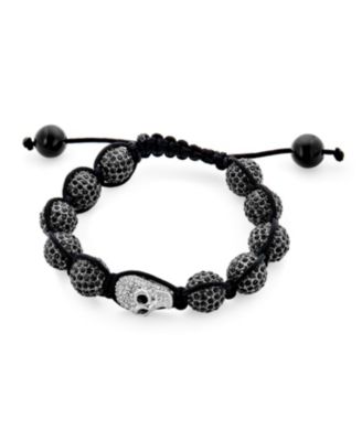Biker Chain Link Bracelet Tone Crystal Skull