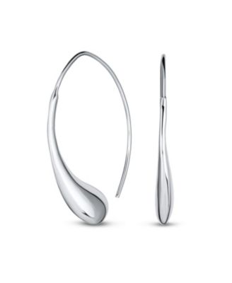 Minimalist Dangle Earrings Teardrop Threader In Sterling Silver