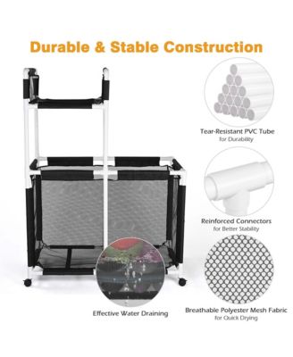 Extra Large Mesh Pool Storage Bin Noodles Holder Toys Organizer,Rolling 6 Wheels,Double Decker Cart