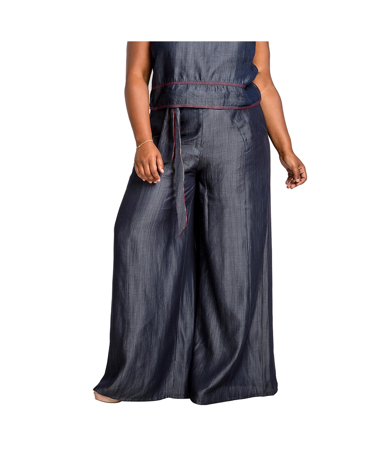 Women's Plus Size Curvy-Fit Tencel Denim Palazzo Pant - Indigo