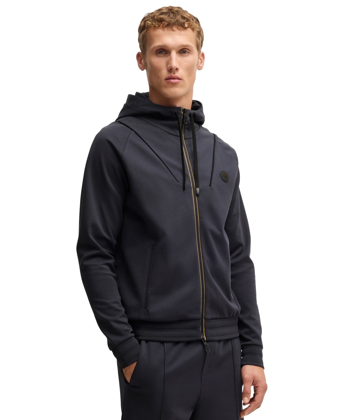 Boss by Hugo Boss Men's Double B Monogram Zip-Up Hoodie - Dark Blue