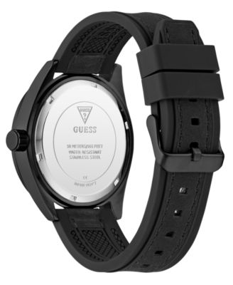 Men's Multifunction Black Silicone Watch, 44mm