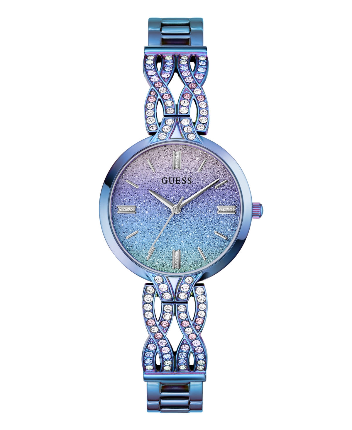 Guess Women's Analog Blue Iridescent Steel Watch, 32mm