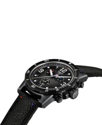 Men's Swiss Chronograph Supersport NBA Special Edition Black Leather Strap Watch 45mm