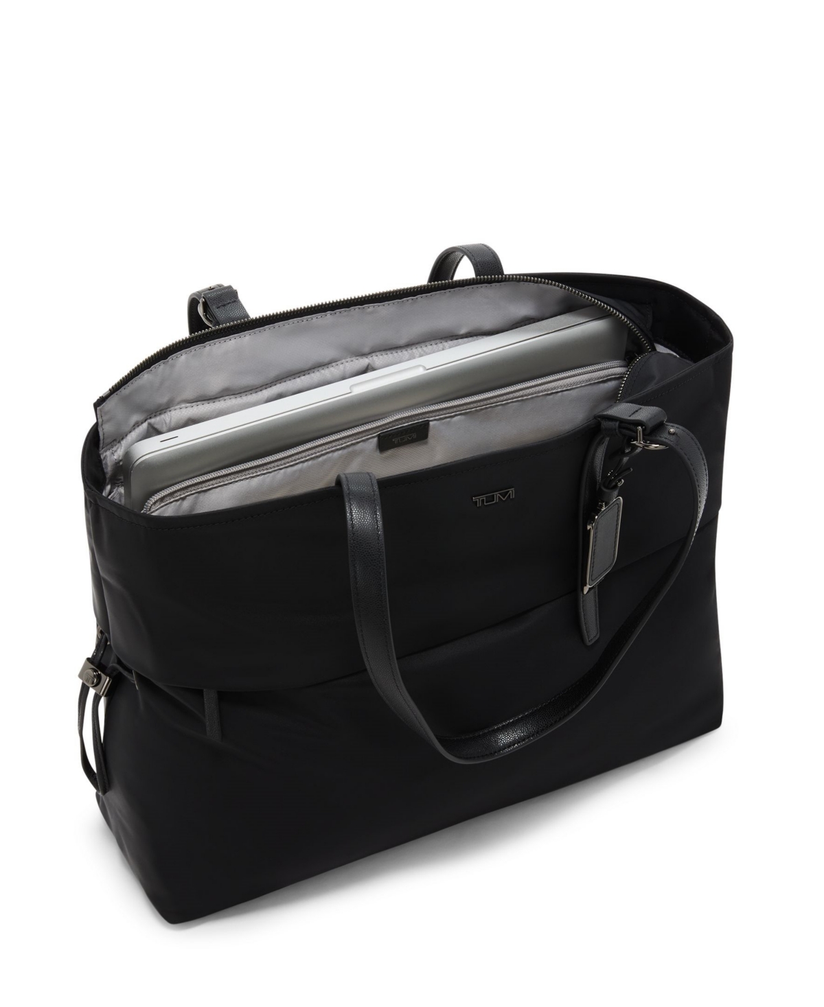 Tumi Voyageur Cam Large Tote In Black,gunmetal