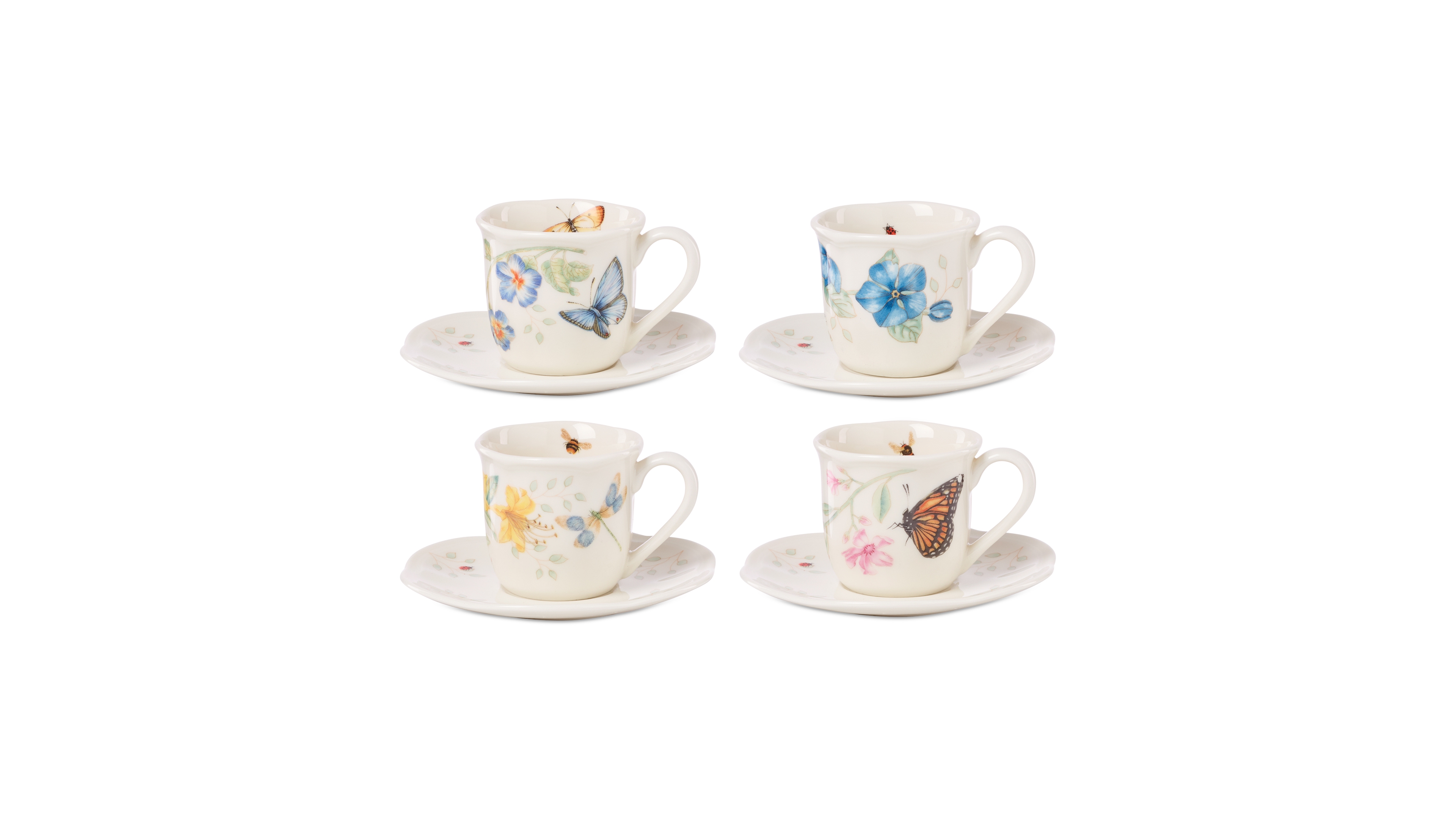 Lenox Butterfly Meadow Espresso Cup & Saucer, Set of 4