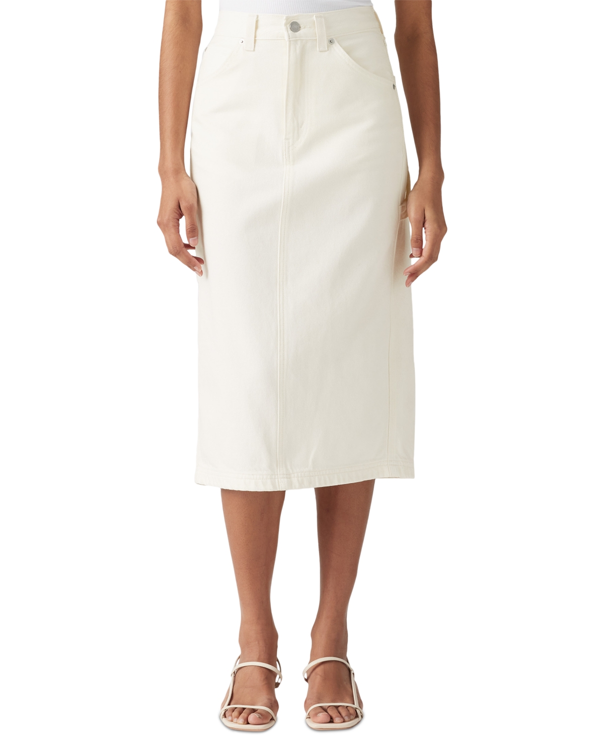 Women's Cotton High-Rise Back-Slit Denim Skirt - Truth Slip