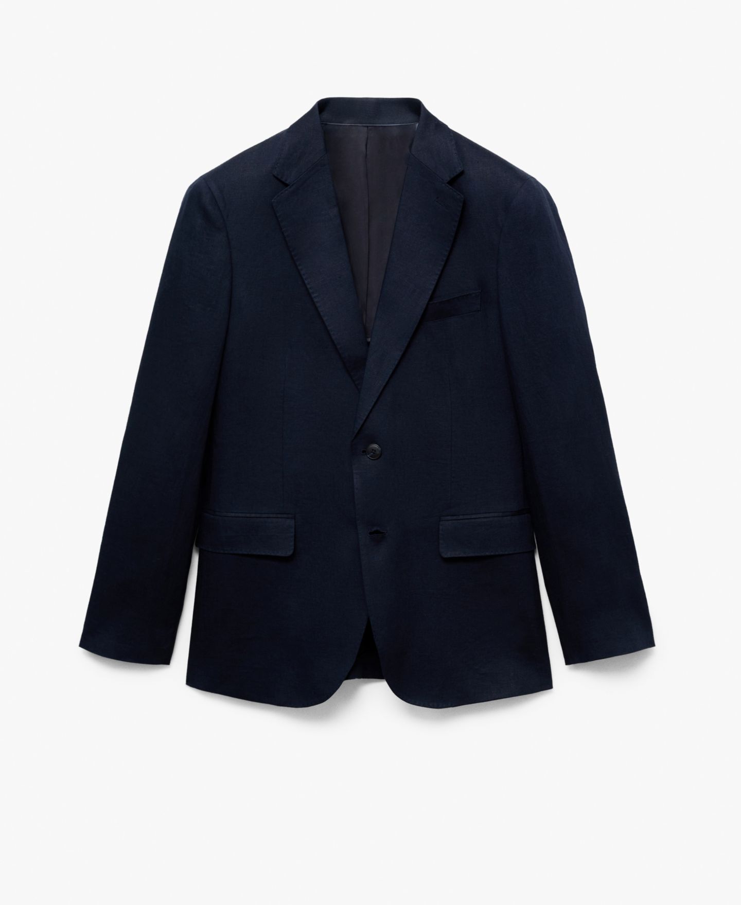 Мужской пиджак MANGO Slim-Fit Tailored Linen Blazer, цвет: Тёмный тёмно-синий — фото 1