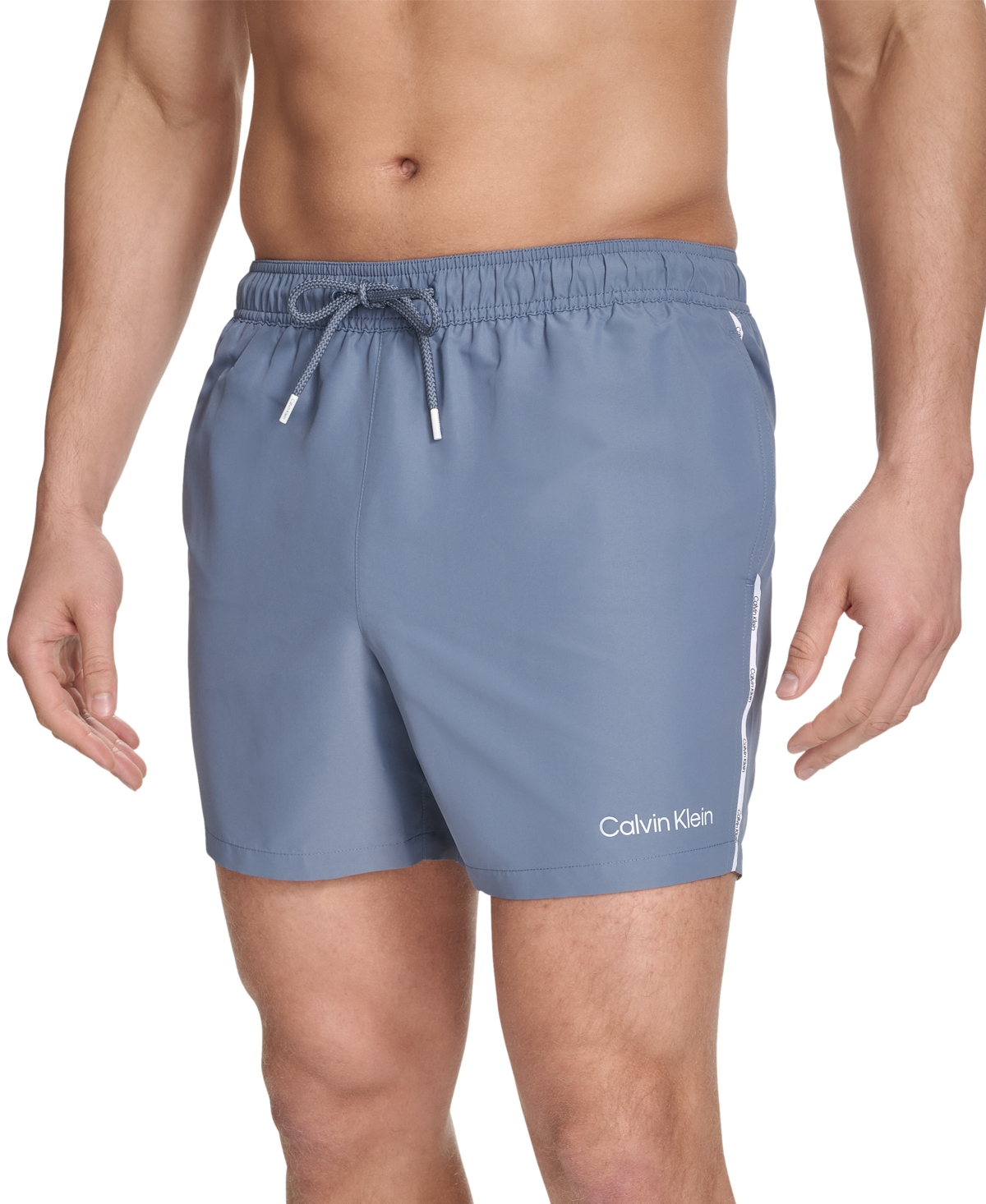 Shop Calvin Klein Men's Floral Swimsuit In Dusty Blue