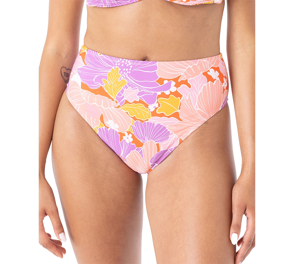 Roxy Juniors' Bell Bottom Blooms High Waist Bikini Bottoms In Purple