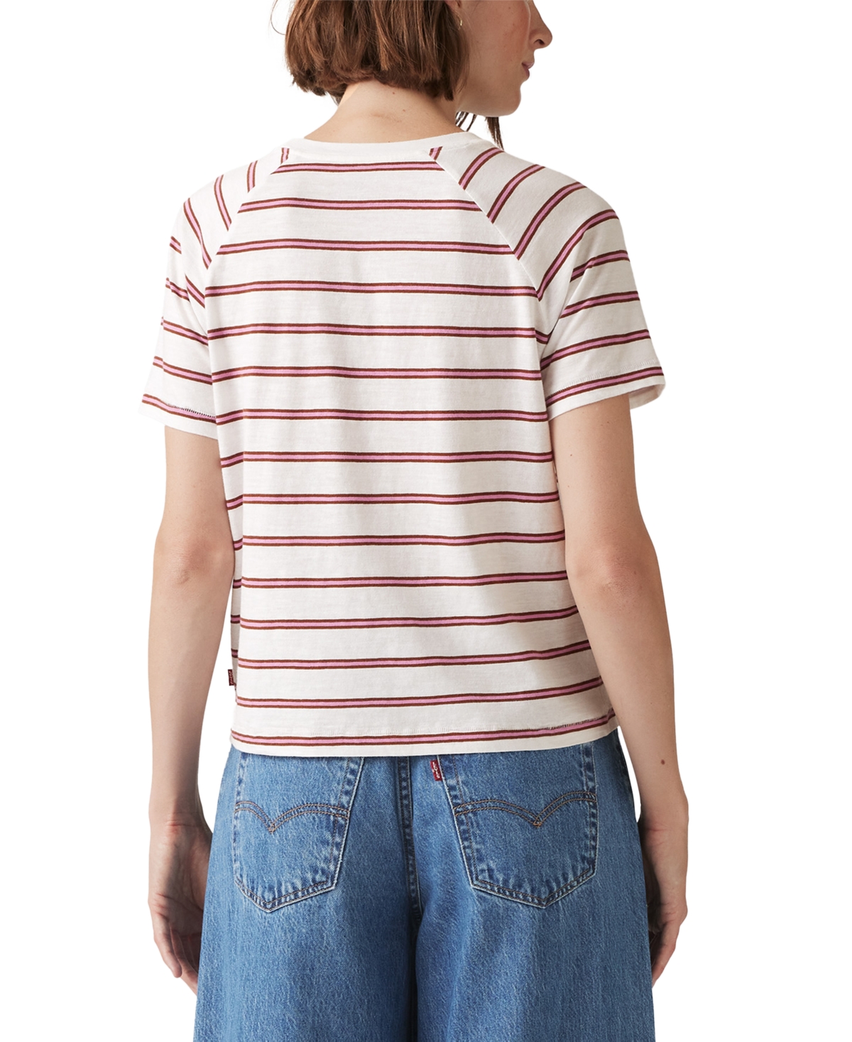 Levi's Women's Game Day Cotton Striped Short-sleeve Tee In Haywire Stripe Cloud Dancer