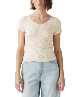Levi's - Women's Sweetie Cotton V-Neck Pointelle Top
