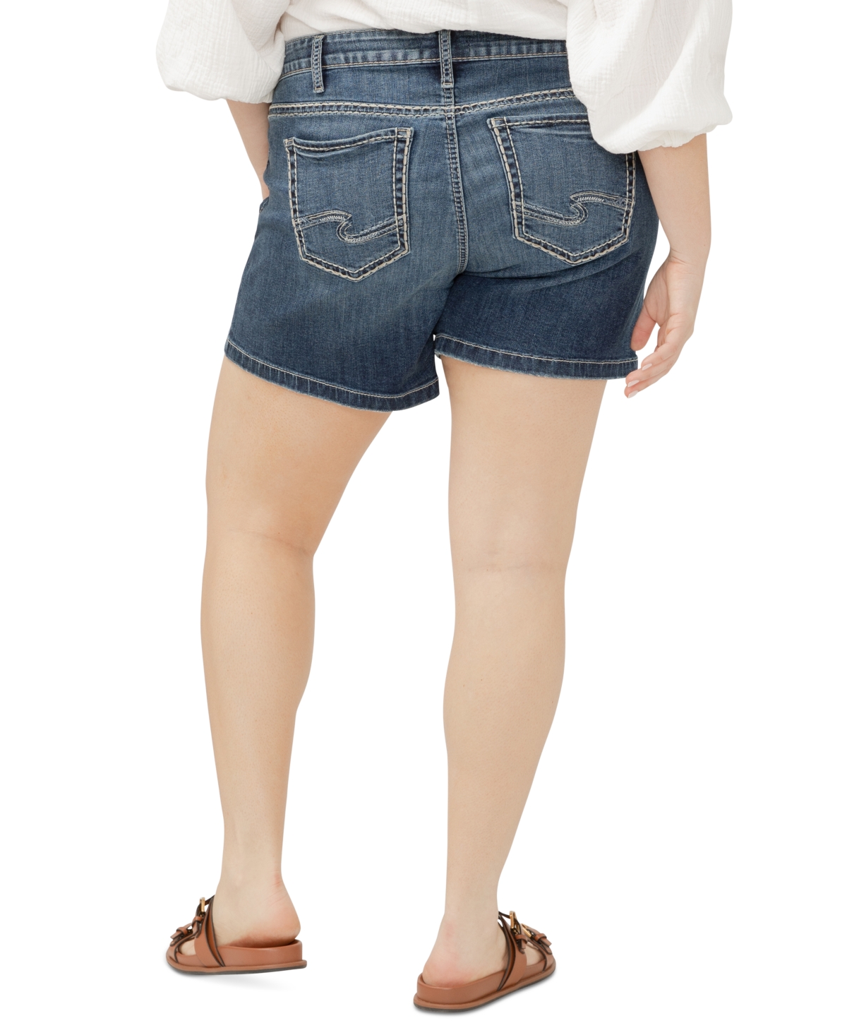 SILVER JEANS CO. PLUS SIZE ELYSE MID-RISE COMFORT-FIT DENIM SHORTS 