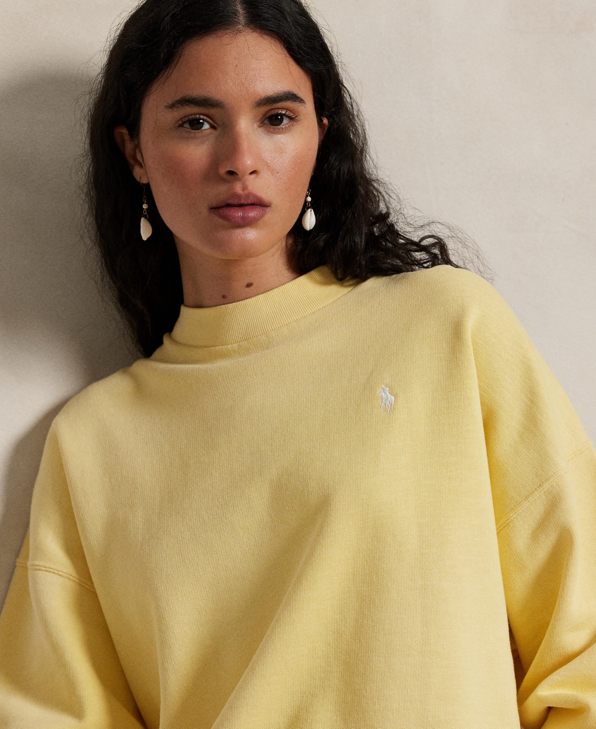 Polo Ralph Lauren Oversize Logo Graphic Sweatshirt In Wicket Yellow