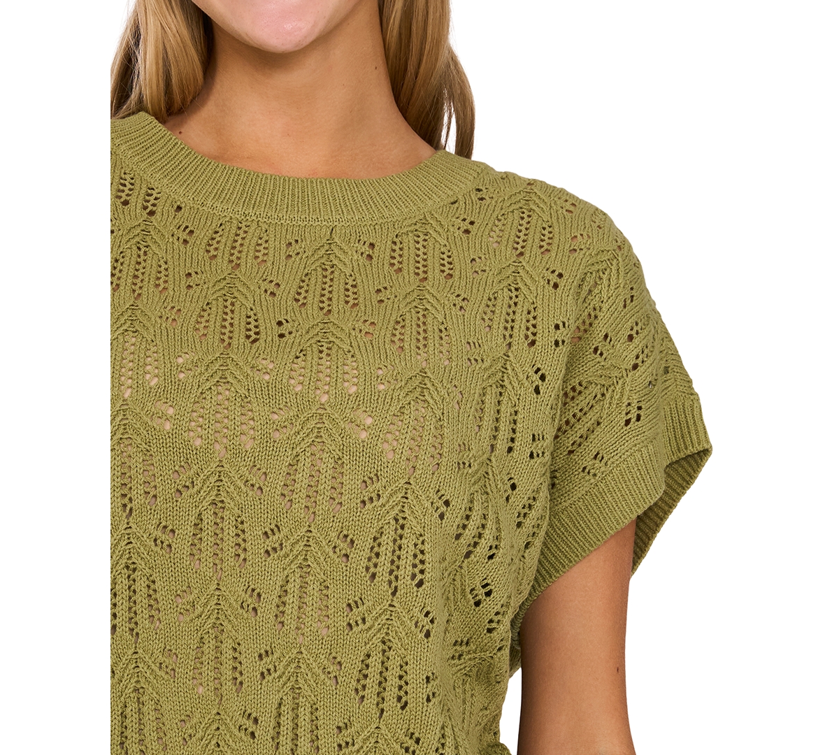 Cece Pointelle Short Sleeve Sweater