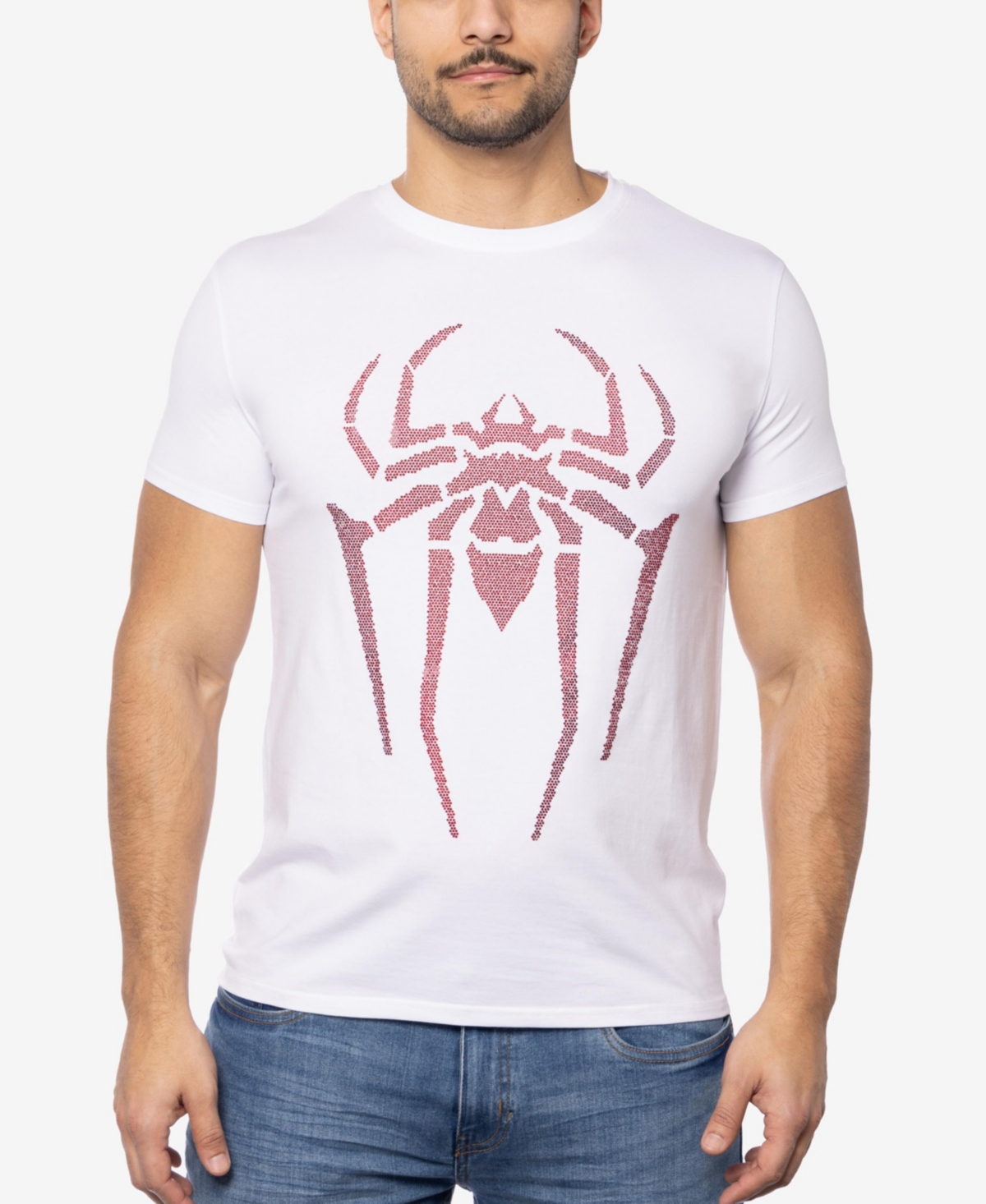 Men's Spider Rhinestone Graphic T-Shirts - White