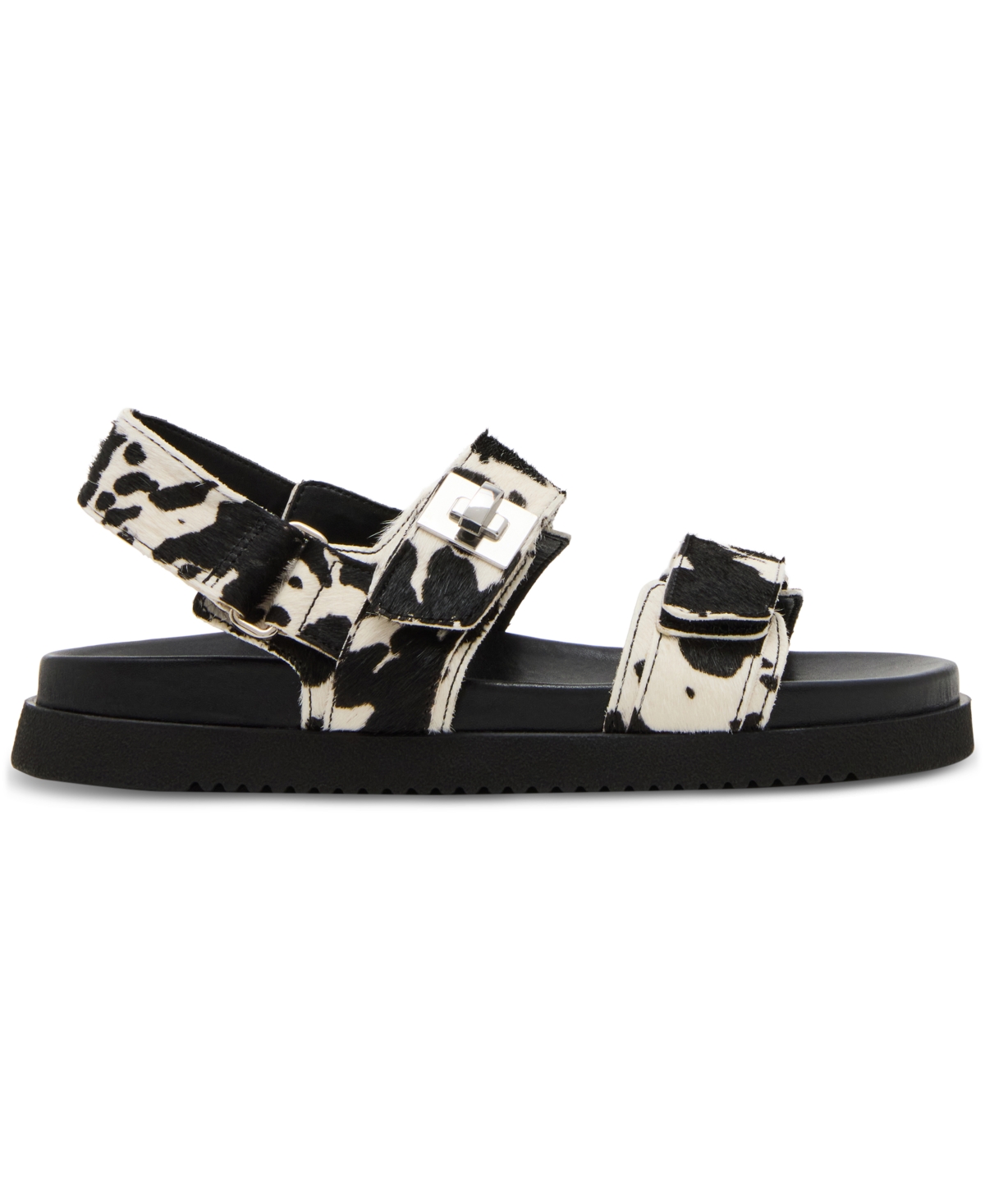 Shop Steve Madden Women's Mona Slingback Footbed Sandals In Cow Print Multi