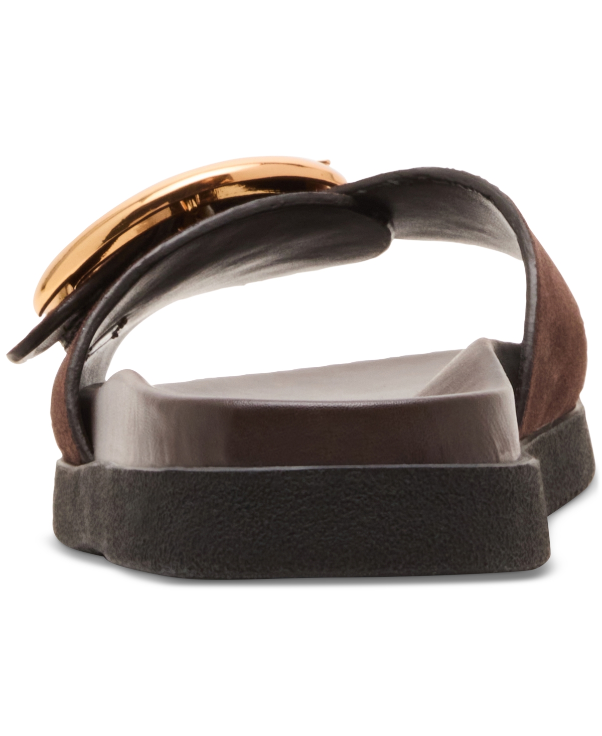 Shop Steve Madden Women's Mandie Buckle Slide Footbed Sandals In Dark Brown Suede