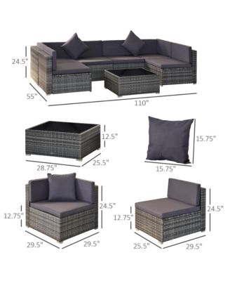 7-Piece Outdoor Patio Furniture Set w/ Rat Wicker,