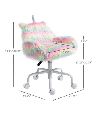 Faux Fur Unicorn Accent Study Chair w/ Soft Cushioned Seat Padded Armrest