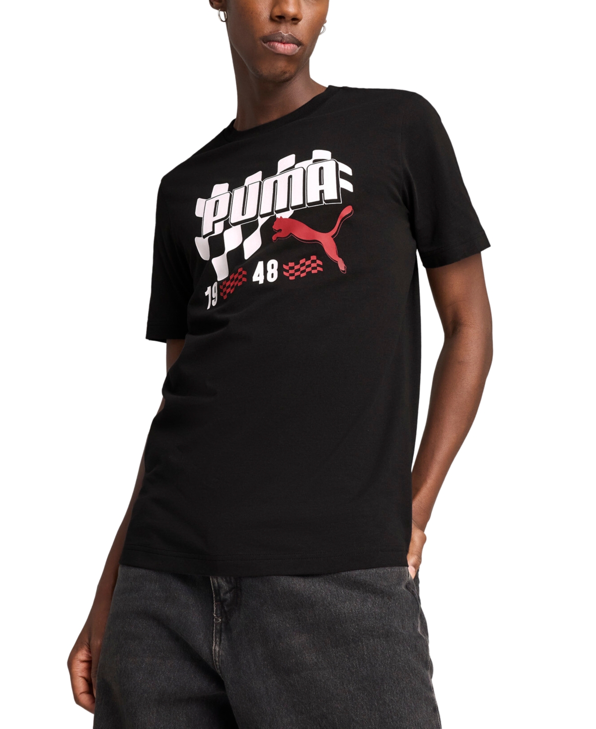 Puma Men's Moto Flag Graphic T-shirt In Black