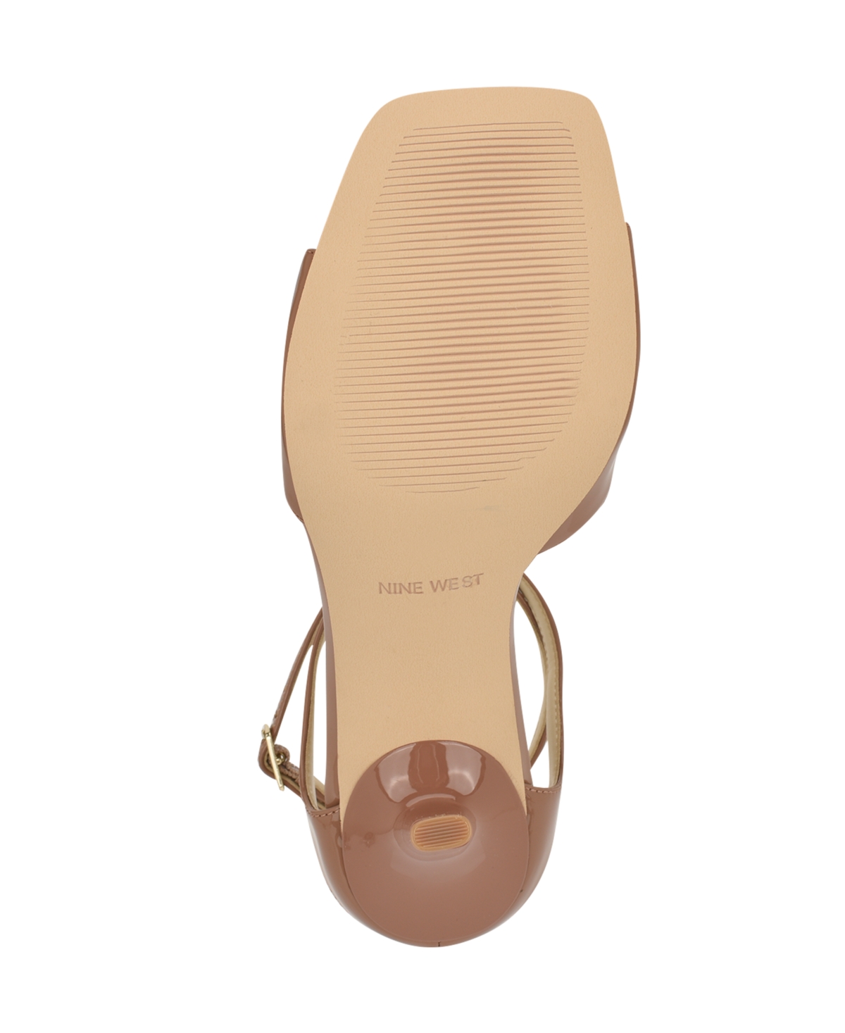Nine West Women's Devans Strappy Square Toe Stiletto Sandals In Medium Brown Patent