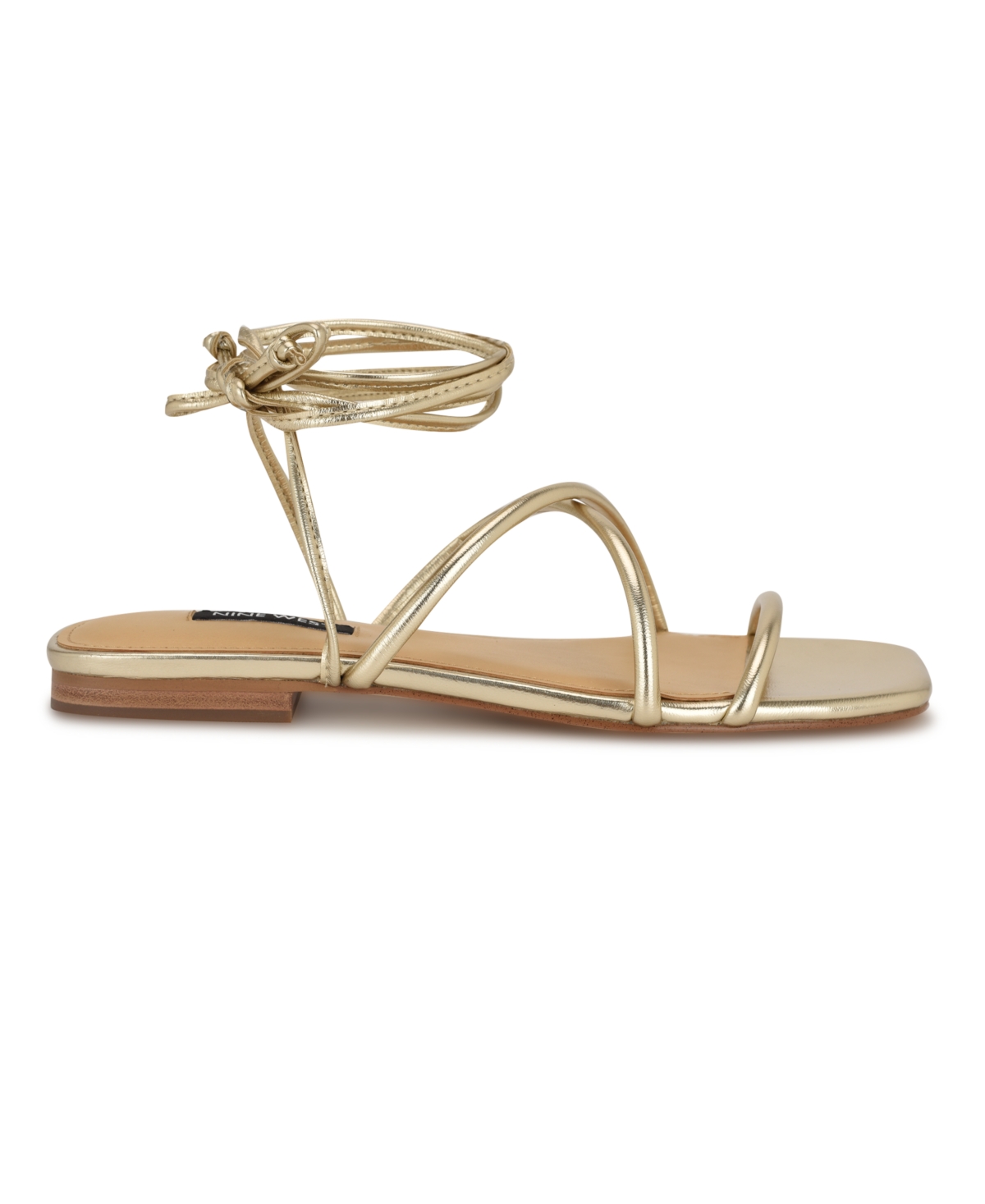 Nine West Mikila Ankle Wrap Sandal In Gold
