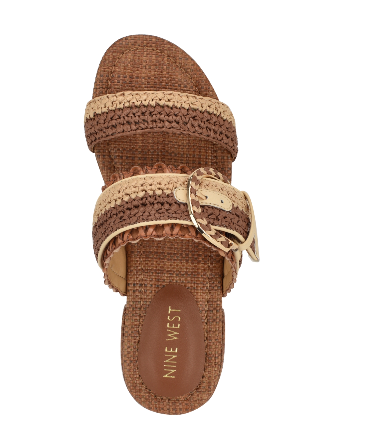 Shop Nine West Women's Sameey Woven Slip-on Flat Sandals In Brown,natural