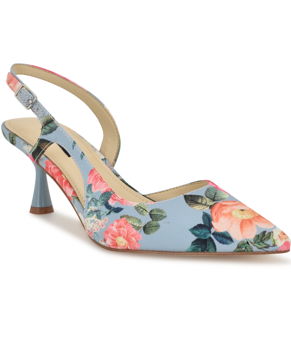 Women's Renela Kitten Heel Slingback Pumps - Pink/Blue Summer Blooms Print Multi