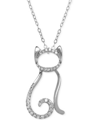 white gold cat necklace