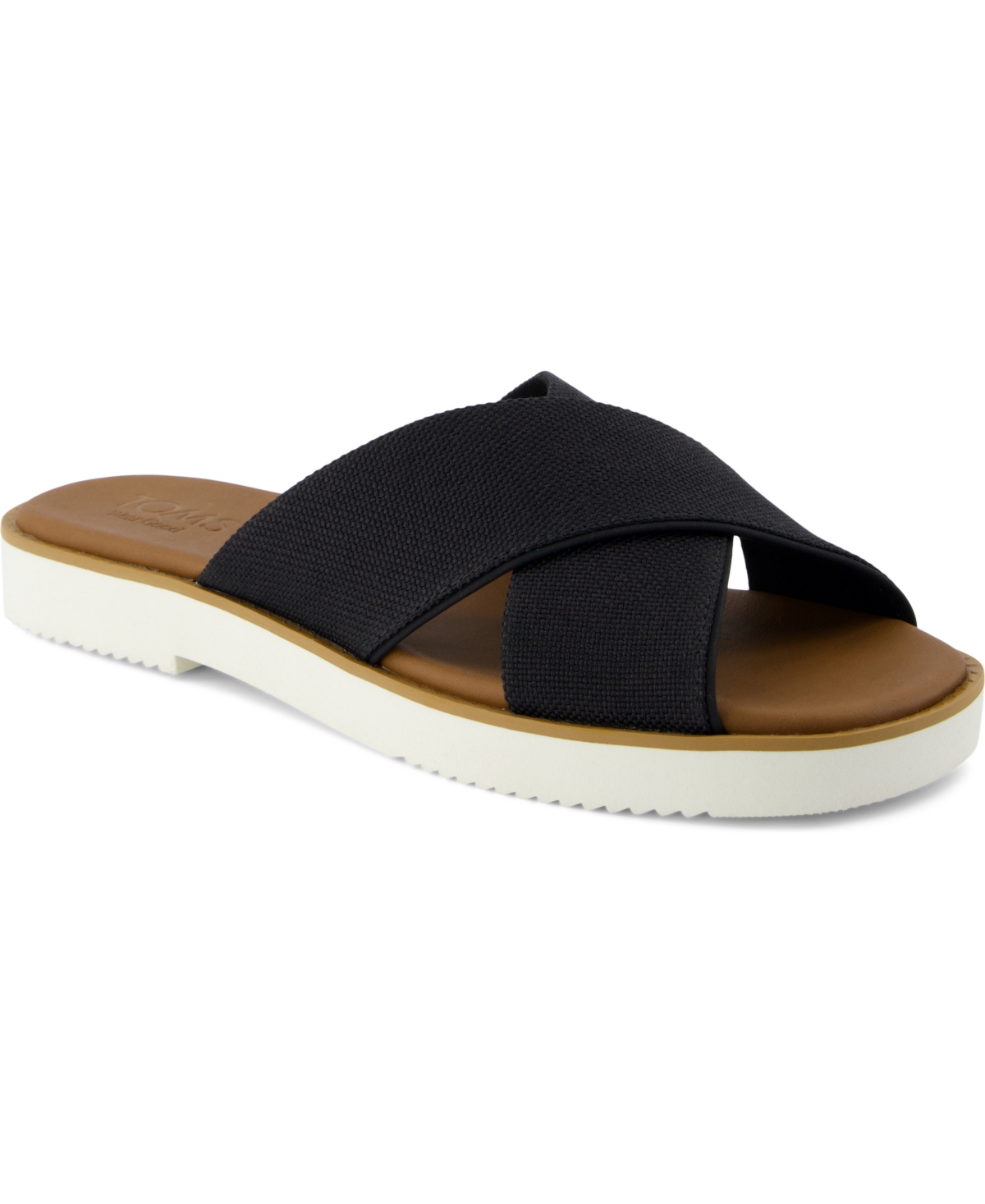 Toms Mae Crisscross Slide Sandal In Black Heavy Canvas