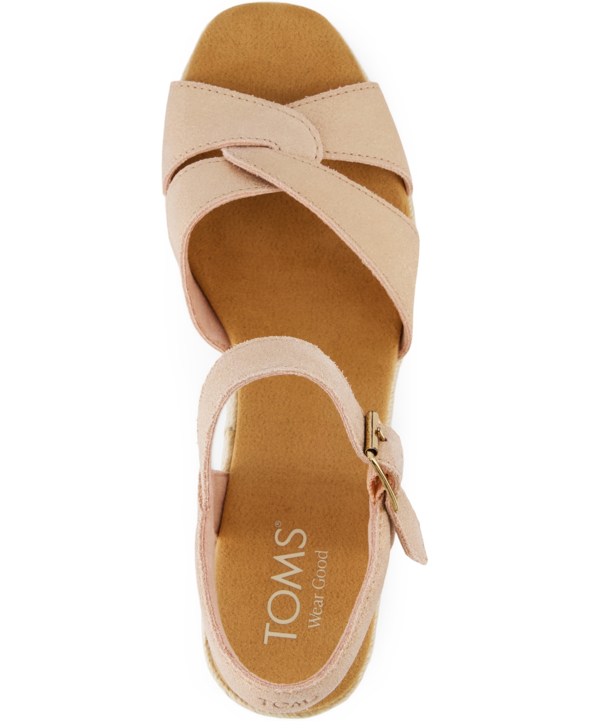 Shop Toms Women's Isla Open Toe Wedge Sandals In Pale Rose Metallic Suede