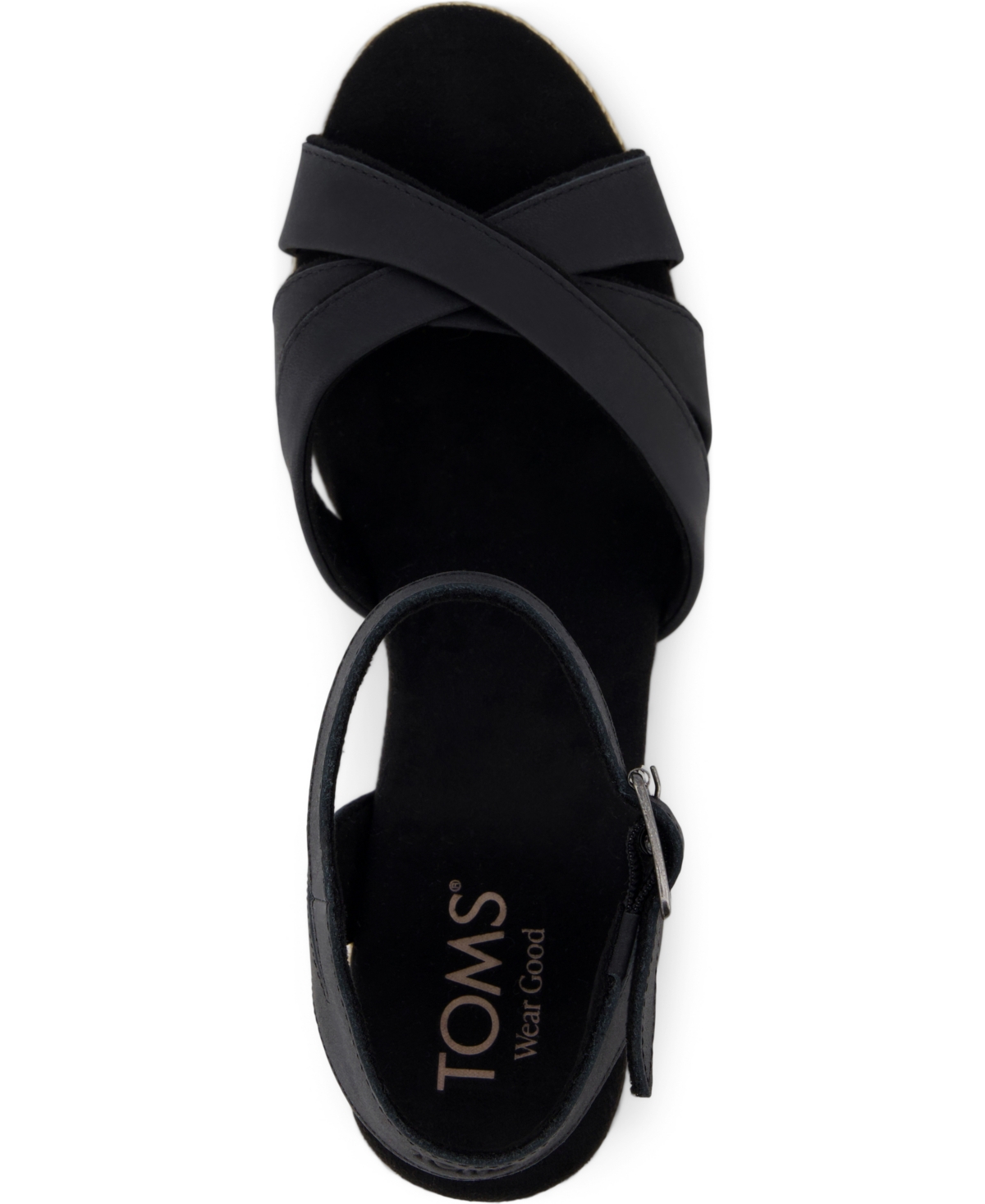 Shop Toms Women's Majorca Open Toe Strappy Sandals In Black Leather