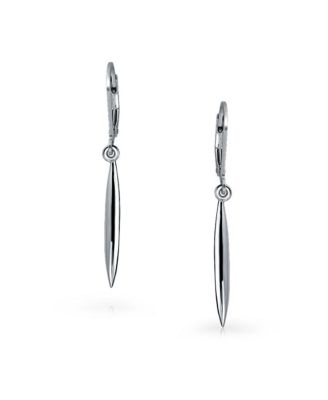 Feather Motif Linear Dangle Earrings in Sterling Silver