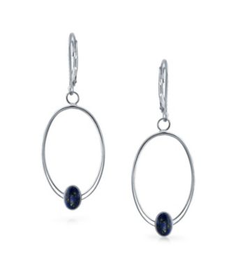 Geometric Dangle Earrings with Blue Lapis Lazuli in Sterling Silver