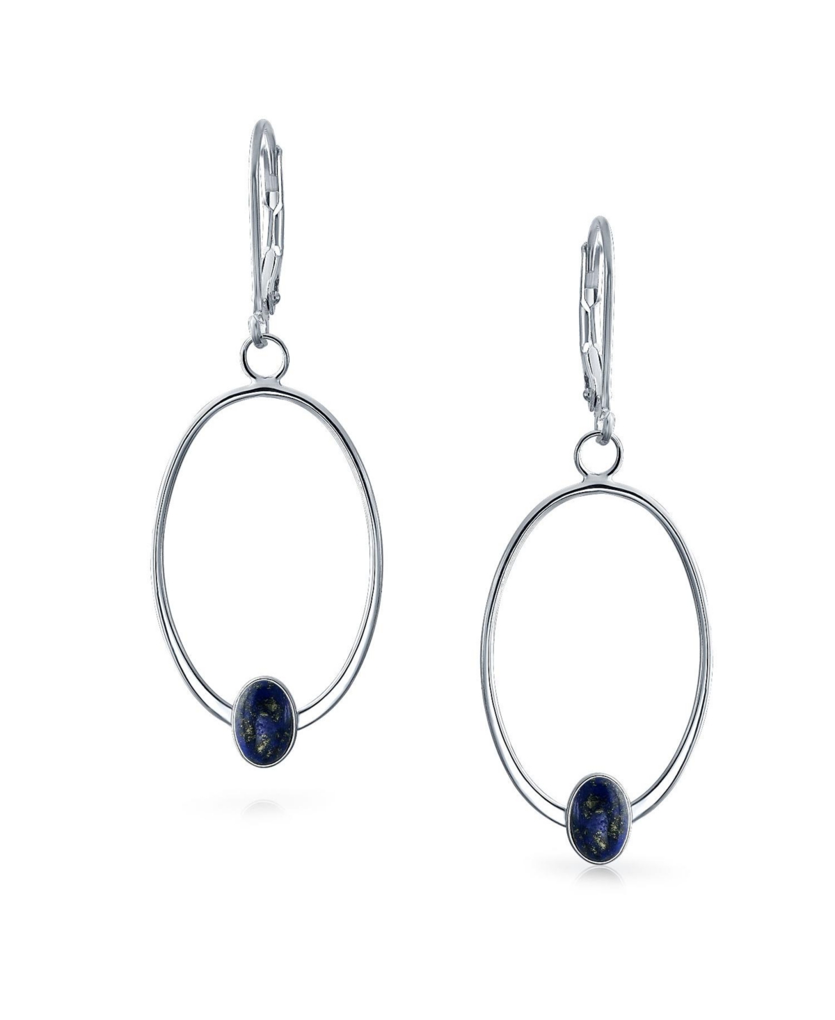 Bling Jewelry Geometric Dangle Earrings with Blue Lapis Lazuli in Sterling Silver