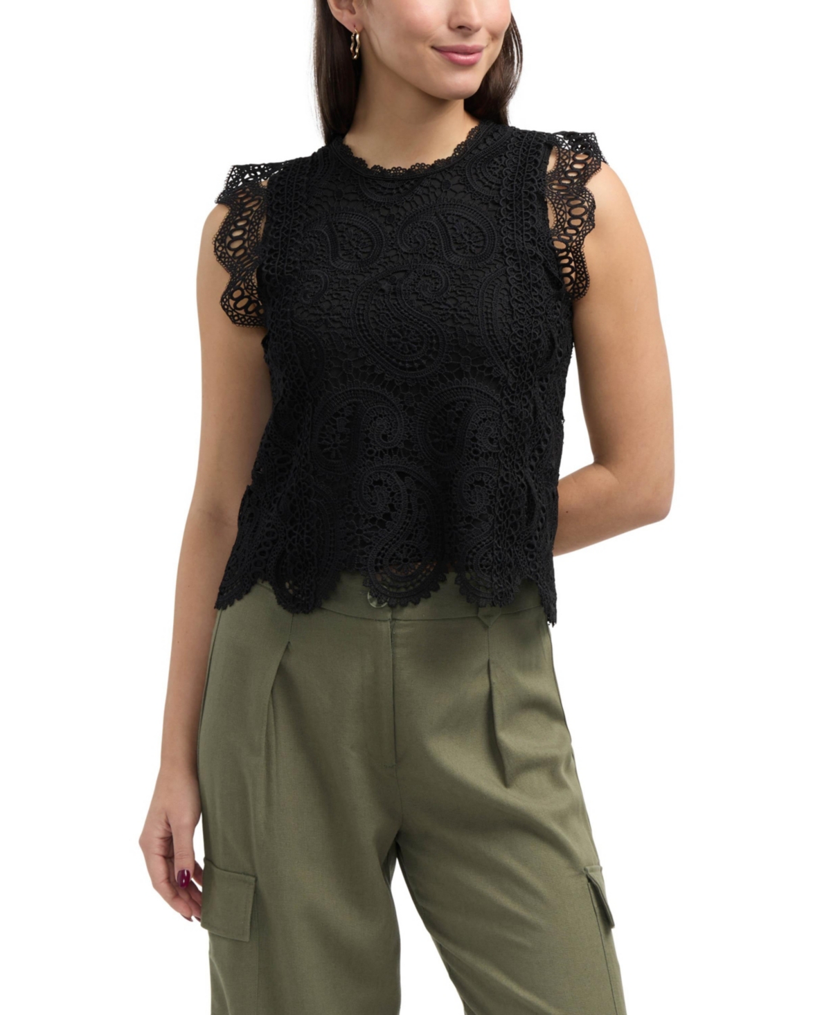 Women s Sleeveless Lace Top - Coral