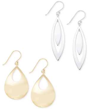 image of Polished Teardrop Earring Set in 14k White or Yellow Vermeil
