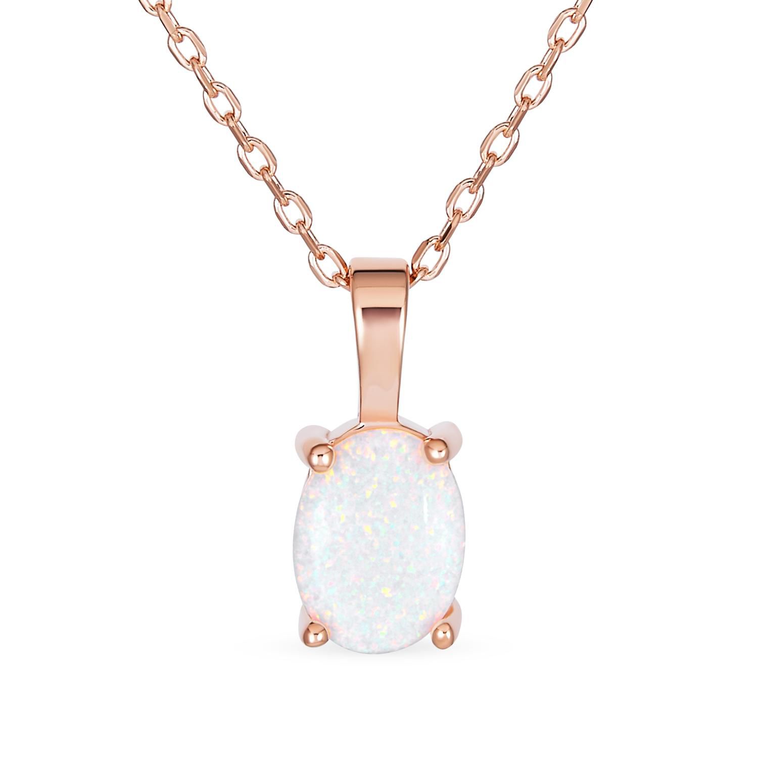 Created Oval Solitaire Orange Opal Pendant Necklace Gold Sterling Silver