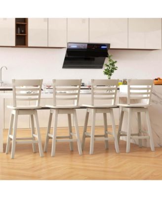 4 PCS 24.5" Counter Height Bar Chairs Swivel Bar Stools with Hollow Backrest