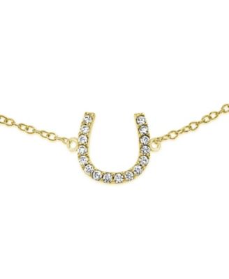 Delicate Pave CZ Horseshoe Anklet Ankle Bracelet Gold Plated Sterling Silver 9-10"