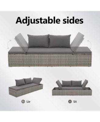 Patio Bed Gray 76.8"x23.6" Poly Rattan