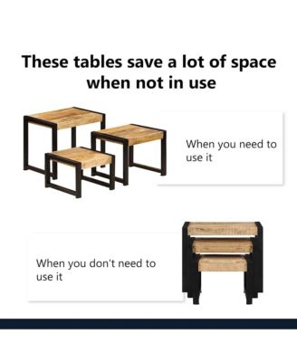 Nesting Tables 3 pcs Solid Mango Wood