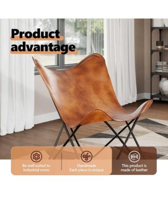 Butterfly Chair Brown Real Leather