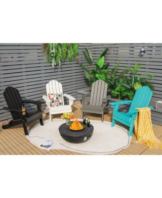 2PCS Patio Folding Adirondack Chair Weather Resistant Cup Holder Yard