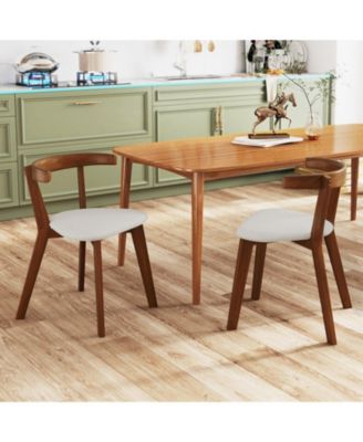 Wood Dining Chair Set of 2 with Padded Seat and Curved Back