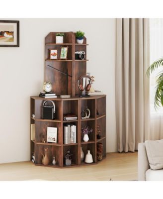 6-Tier Corner Shelf with Charging Station & USB Ports Space-Saving Storage for Home & Office