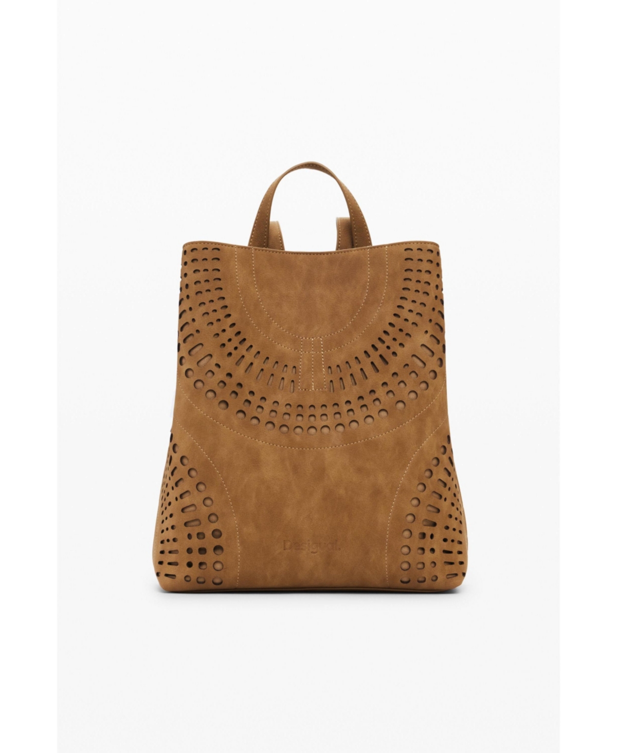 Women's Medium perforated backpack - Camel