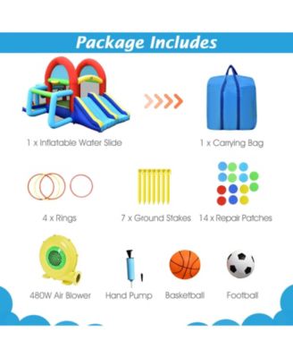 Inflatable Jumping Castle Bounce House with Dual Slides and 480W Blower